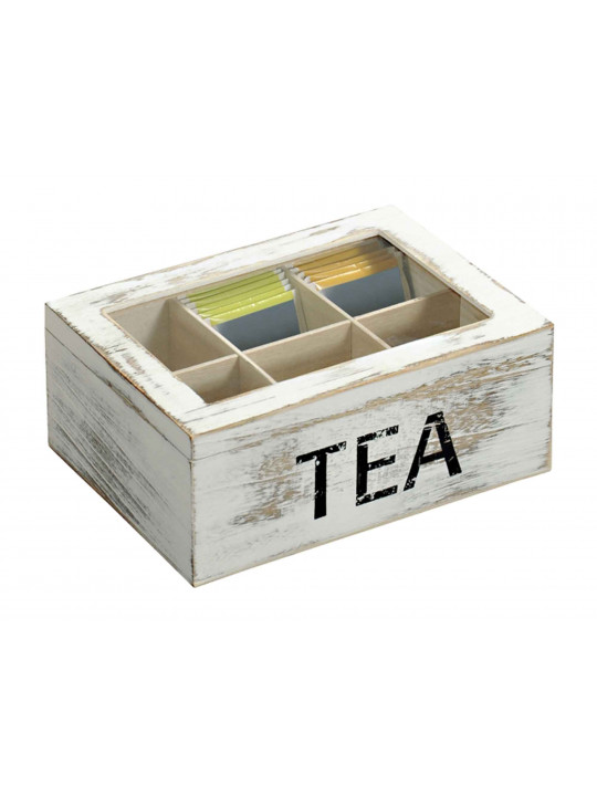 Box and baskets KESPER 58932 FOR TEA VINTAGE WHITE 