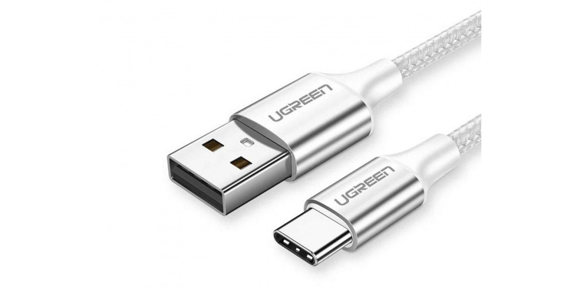Кабели UGREEN USB-A TO USB-C ALUMINUM BRAID 1M (WHITE) 60131
