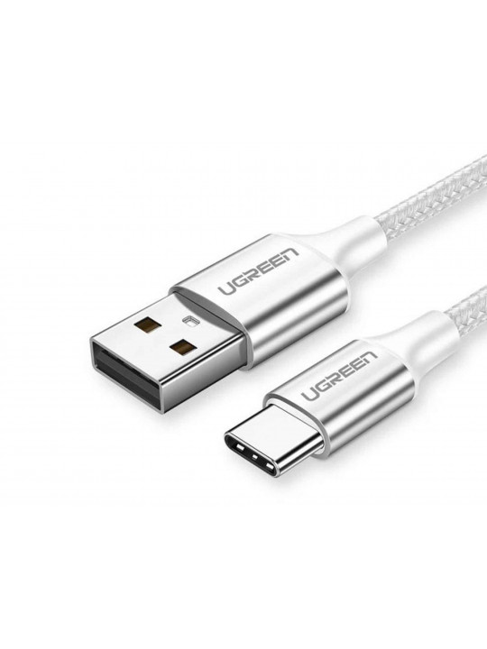 Кабели UGREEN USB-A TO USB-C ALUMINUM BRAID 1M (WHITE) 60131