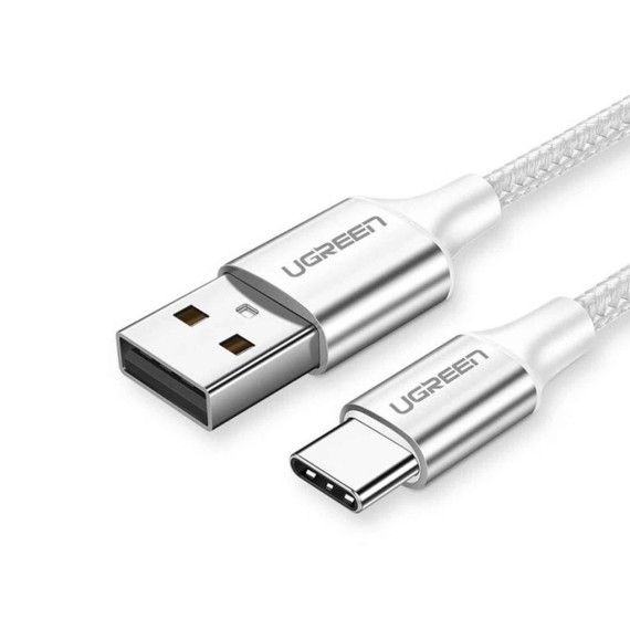 Մալուխ UGREEN USB-A TO USB-C ALUMINUM BRAID 1M (WHITE) (60131)