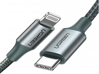 Кабели UGREEN USB-C TO LIGHTNING ALUMINUM SHELL BRAIDED 1M (MIDNIGHT GREEN) 80564