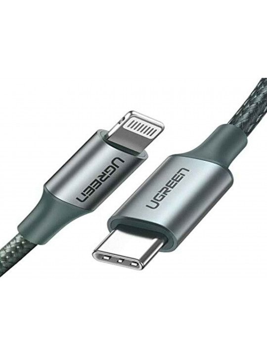 Кабели UGREEN USB-C TO LIGHTNING ALUMINUM SHELL BRAIDED 1M (MIDNIGHT GREEN) 80564