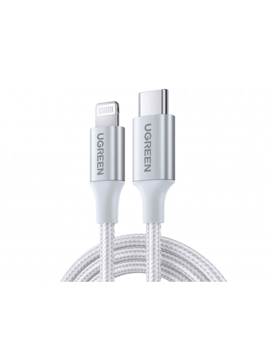 Cable UGREEN USB-C TO LIGHTNING ALUMINUM SHELL BRAIDED 1M (SILVER) 70523