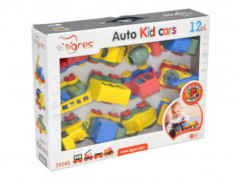 Transport TIGRES 39243 Kid cars в коробке 12 шт.  (+картонная схема дорога) 