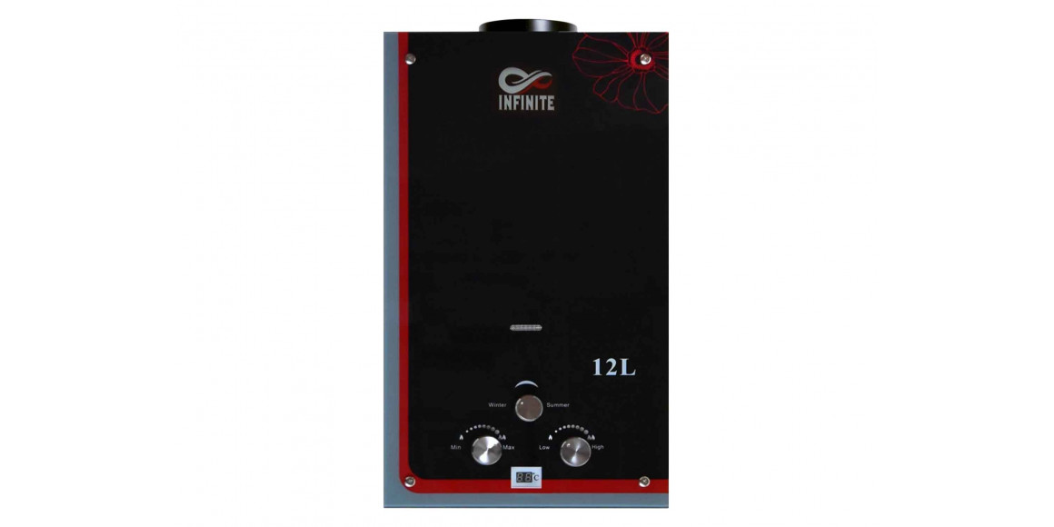 Gas water heater INFINITE JSD-H17 BLACK RED GLASS PANEL 