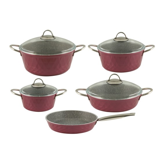 Casserols set FALEZ 15438 BIADIMOND PRO VIOLET RIVETED 9PC 