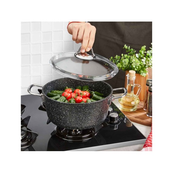 Կաթսաներ FALEZ 15309 BLACK LINE S.S HANDLE 24CM (BLN3005)