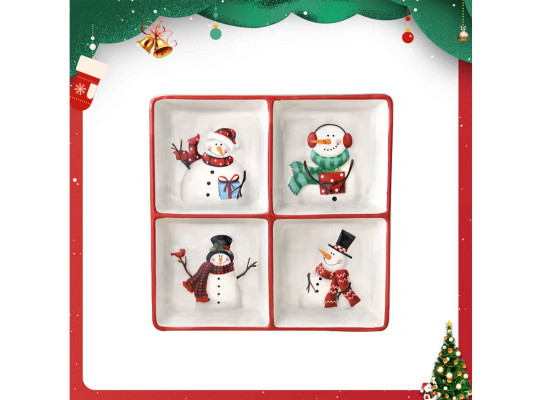 Ceramic and glass contanier XIMI 6942156222155 CHRISTMAS SERIES 4 COMPARTMENTS