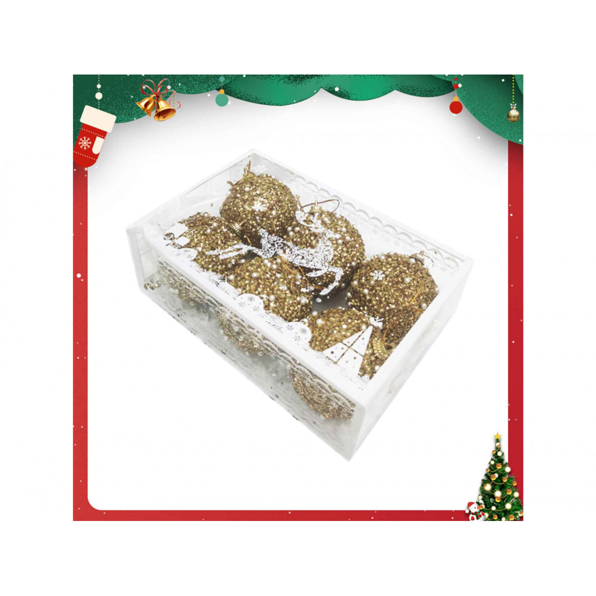 Տոնածառի զարդեր XIMI 6942156224777 (GLITTER BALL 6PCS)