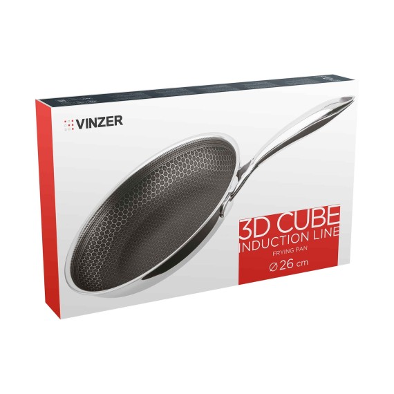 Сковорода VINZER 50402 S.S 3D CUBE INDUCT.26CM 