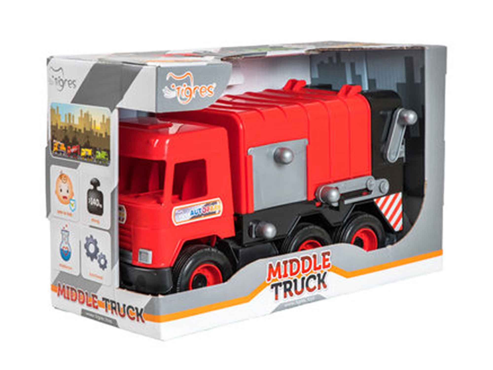 Transport TIGRES 39488 Middle Truck - мусоровоз (красный ) 