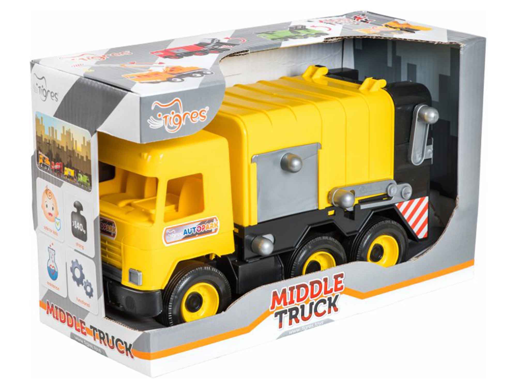 Transport TIGRES 39492 Middle Truck - мусоровоз(желтый ) 