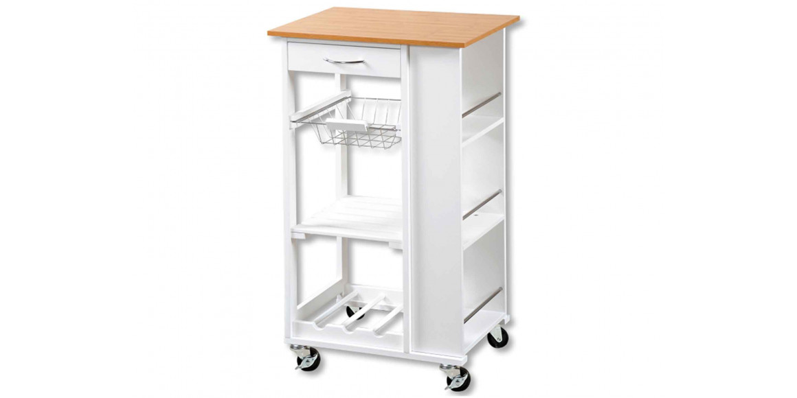 Kitchen cart KESPER 25777 WHITE/BAMBOO TROLLEY 