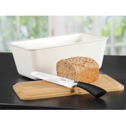Bread basket KESPER 58490 PLASTIC W/BAMBOO LID WHITE 