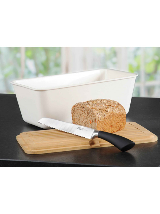 Bread basket KESPER 58490 PLASTIC W/BAMBOO LID WHITE 