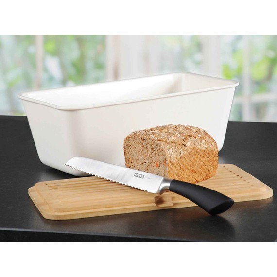 Bread basket KESPER 58490 PLASTIC W/BAMBOO LID WHITE 