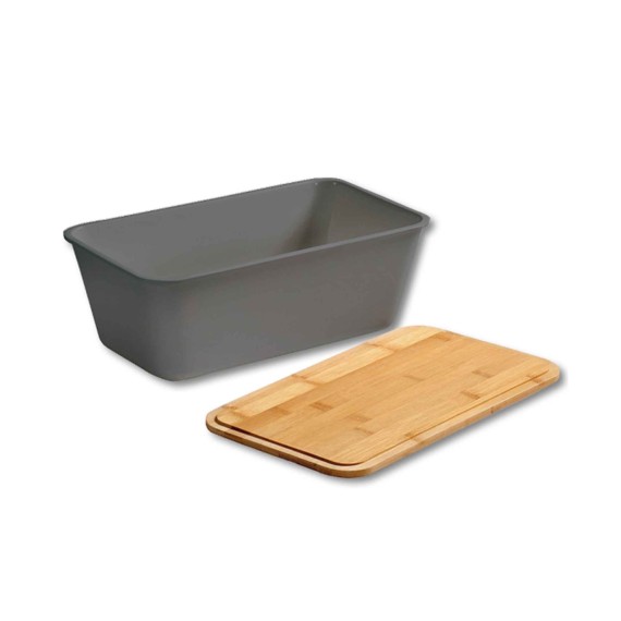 Хлебница KESPER 58491 PLASTIC W/BAMBOO LID GREY 