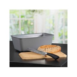 Bread basket KESPER 58491 PLASTIC W/BAMBOO LID GREY 
