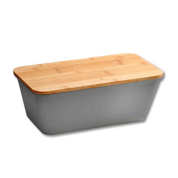 Хлебница KESPER 58491 PLASTIC W/BAMBOO LID GREY 