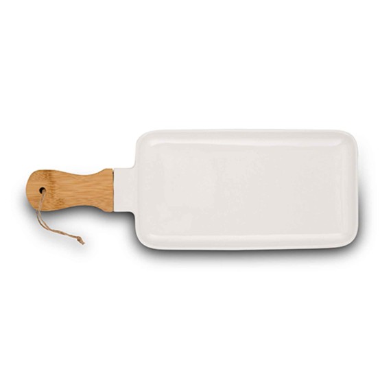 Тарелка NAVA 10-263-029 TERRESTRIAL WHITE W/BAMBOO HANDLE 41/15CM 