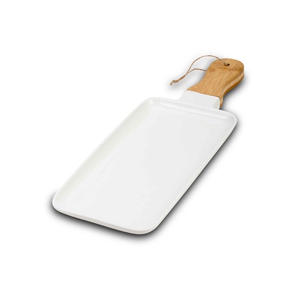 Тарелка NAVA 10-263-030 TERRESTRIAL WHITE W/BAMBOO HANDLE 47/18CM 