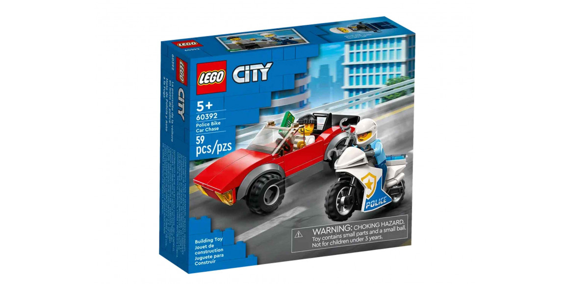 Կոնստրուկտոր LEGO 60392 CITY ոստիկանական հետապնդում մոտոցիկլետով 