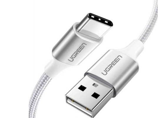 Մալուխ UGREEN USB-A TO USB-C Aluminium braided 1.5M (WH) 60132