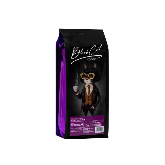 Кофейные зерна BLACK CAT BRAZYLIA-INDIA 80/20 (1000g)