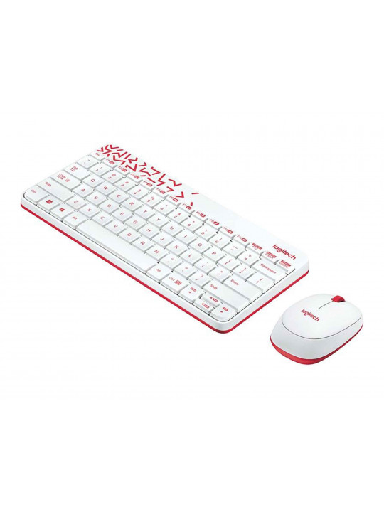 Keyboard LOGITECH MK240 NANO WIRELESS COMBO + MOUSE (WHITE/VIVID RED) L920-008212