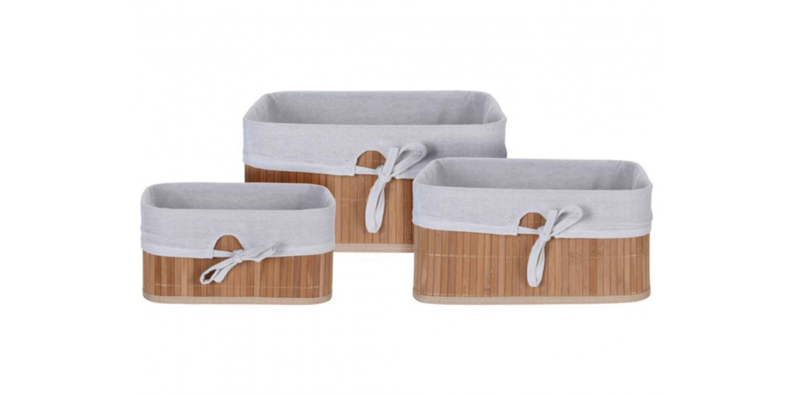 Decorate objects KOOPMAN BASKET SET BAMBOO WITH LINEN (MA1000020)