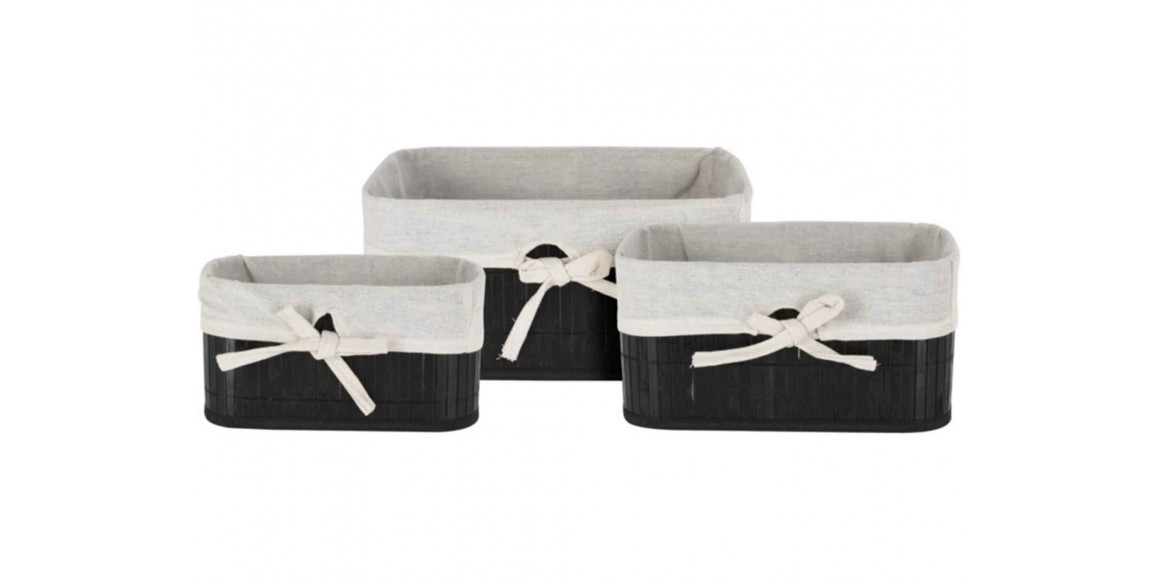 Decorate objects KOOPMAN BASKET SET BAMBOO WITH LINEN (MA1000050)