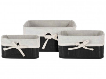 Decorate objects KOOPMAN BASKET SET BAMBOO WITH LINEN MA1000050