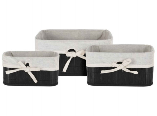 Decorate objects KOOPMAN BASKET SET BAMBOO WITH LINEN MA1000050