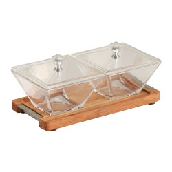 Մթերքի տարաներ LIMON 224159 SNACK SERVING 2 SECTION W/WOODEN BASE (908510) 