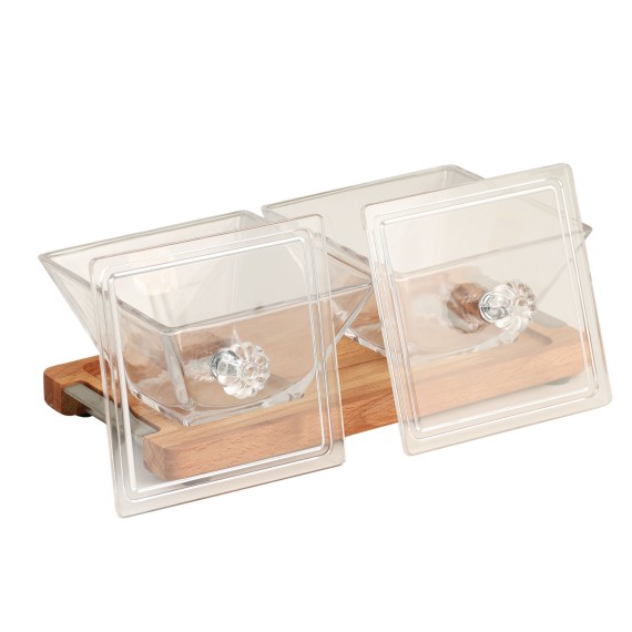 Մթերքի տարաներ LIMON 224159 SNACK SERVING 2 SECTION W/WOODEN BASE (908510) 