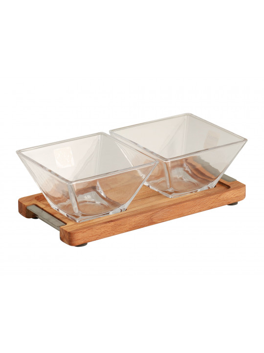 Food storage LIMON 224159 SNACK SERVING 2 SECTION W/WOODEN BASE (908510) 