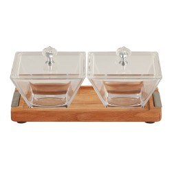 Մթերքի տարաներ LIMON 224159 SNACK SERVING 2 SECTION W/WOODEN BASE (908510) 