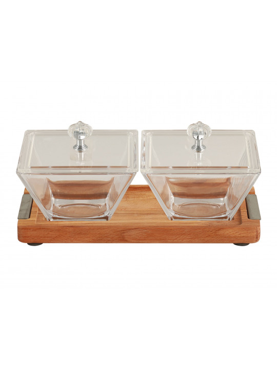 Food storage LIMON 224159 SNACK SERVING 2 SECTION W/WOODEN BASE (908510) 