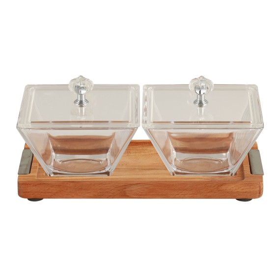 Մթերքի տարաներ LIMON 224159 SNACK SERVING 2 SECTION W/WOODEN BASE (908510) 