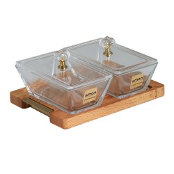Մթերքի տարաներ LIMON 224759 SNACK SERVING 2 SECTION W/WOODEN BASE (908541) 