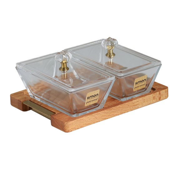 Մթերքի տարաներ LIMON 224759 SNACK SERVING 2 SECTION W/WOODEN BASE (908541) 