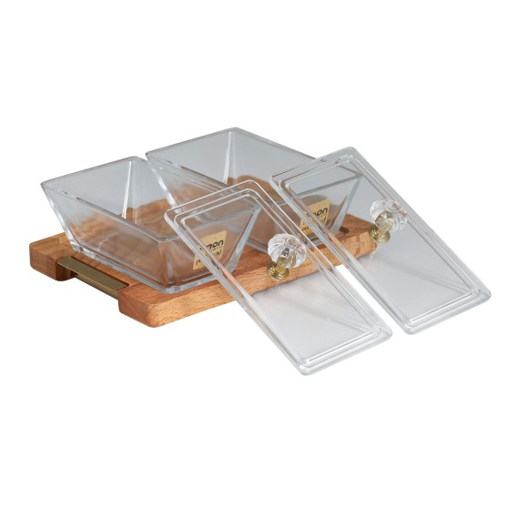 Մթերքի տարաներ LIMON 224759 SNACK SERVING 2 SECTION W/WOODEN BASE (908541) 