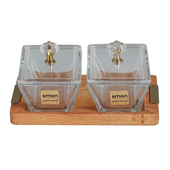 Մթերքի տարաներ LIMON 224759 SNACK SERVING 2 SECTION W/WOODEN BASE (908541) 