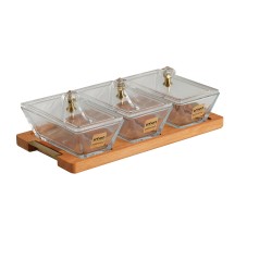 Մթերքի տարաներ LIMON 224859 SNACK SERVING 3 SECTION W/WOODEN BASE (908534) 