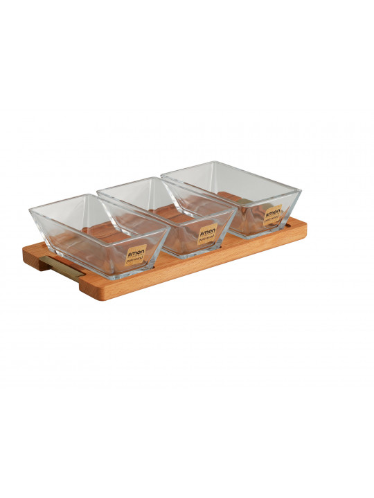 Food storage LIMON 224859 SNACK SERVING 3 SECTION W/WOODEN BASE (908534) 