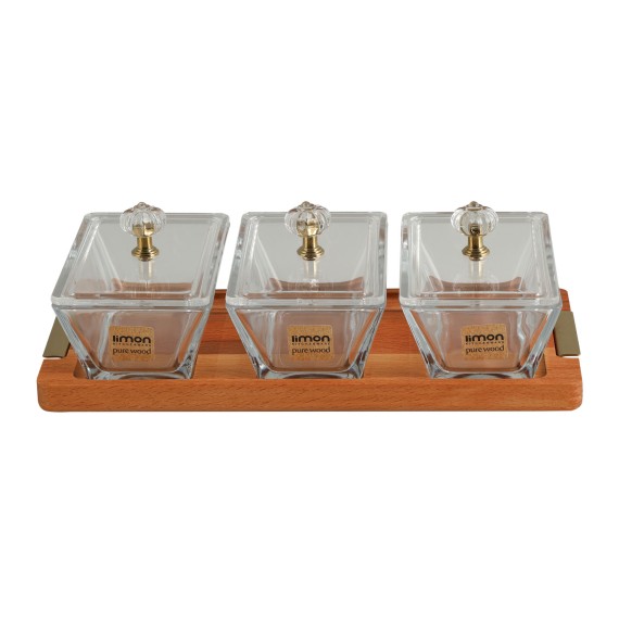 Մթերքի տարաներ LIMON 224859 SNACK SERVING 3 SECTION W/WOODEN BASE (908534) 