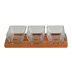 Մթերքի տարաներ LIMON 224859 SNACK SERVING 3 SECTION W/WOODEN BASE (908534) 