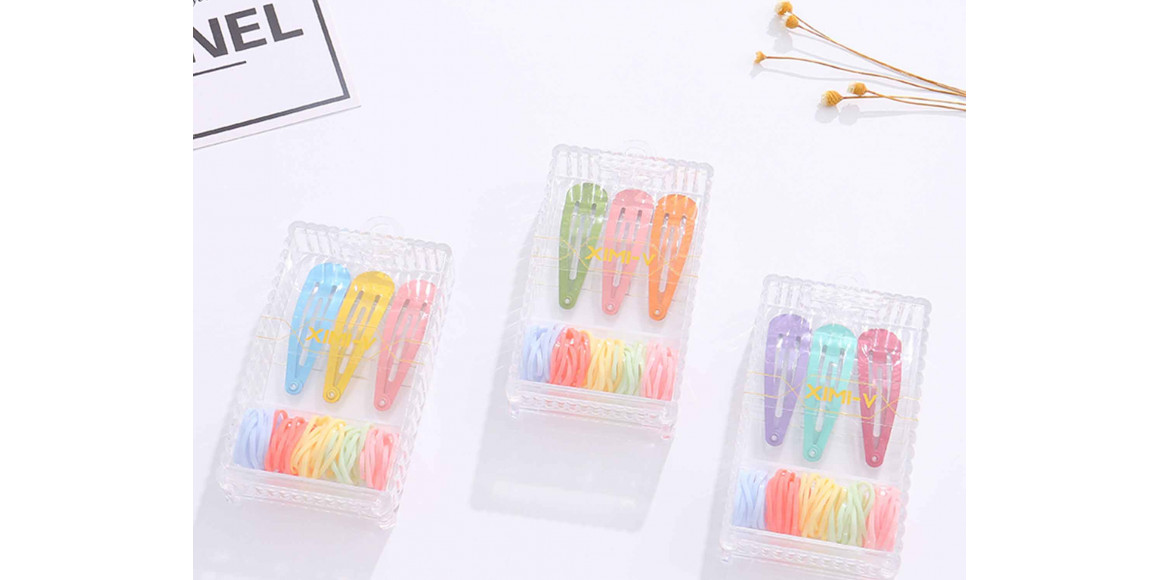 Մազակալ & աքսեսուարներ XIMI 6931664163456 COLORFUL HAIR CLIP RUBBER SET (163456)