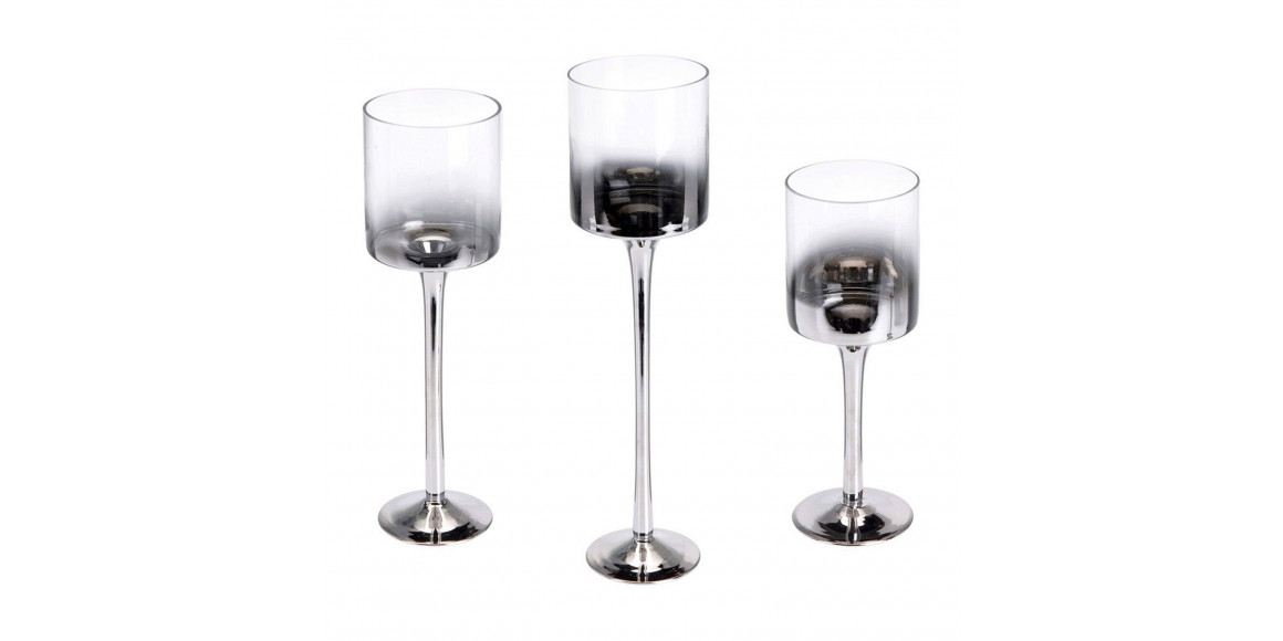 Подсвечник KOOPMAN CANDLE HOLDER SET OF 3 SILVER (370472) (CD1200010)