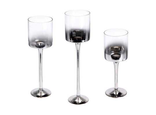 Подсвечник KOOPMAN CANDLE HOLDER SET OF 3 SILVER (370472) (CD1200010)